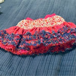 Desigual Reversible Twirl Skirt Pink Blue Ruffles size 5/6